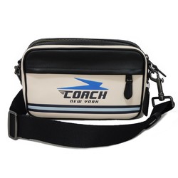 COACH Shoulder Bag NEW YORK Camera Ivory Blue Black Smooth Leather F72949 Men's