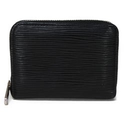 Louis Vuitton LOUIS VUITTON Coin Case Zipper Purse Current LV Embossed Black Round RFID Epi Noir M60152 Men's Women's