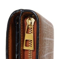 LOEWE Bi-fold Wallet Repeat Compact Zip Embossed Foil Brown Anagram Tan C499Z41X03 Men's Women's Billfold