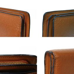 LOEWE Bi-fold Wallet Repeat Compact Zip Embossed Foil Brown Anagram Tan C499Z41X03 Men's Women's Billfold