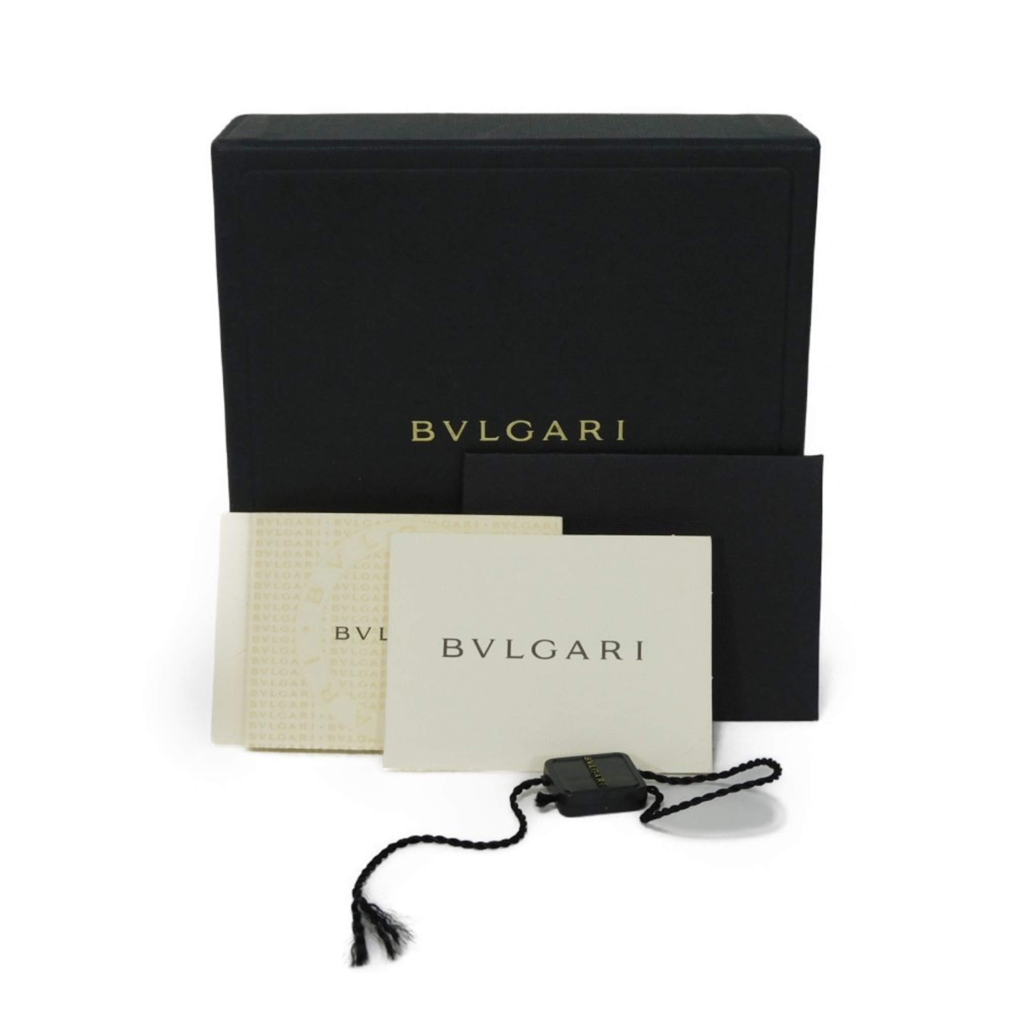 BVLGARI Necklace Ring Pendant Branding Iron Wood 925 Sterling Silver Cord Brown 33327 Men's