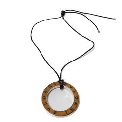 BVLGARI Necklace Ring Pendant Branding Iron Wood 925 Sterling Silver Cord Brown 33327 Men's