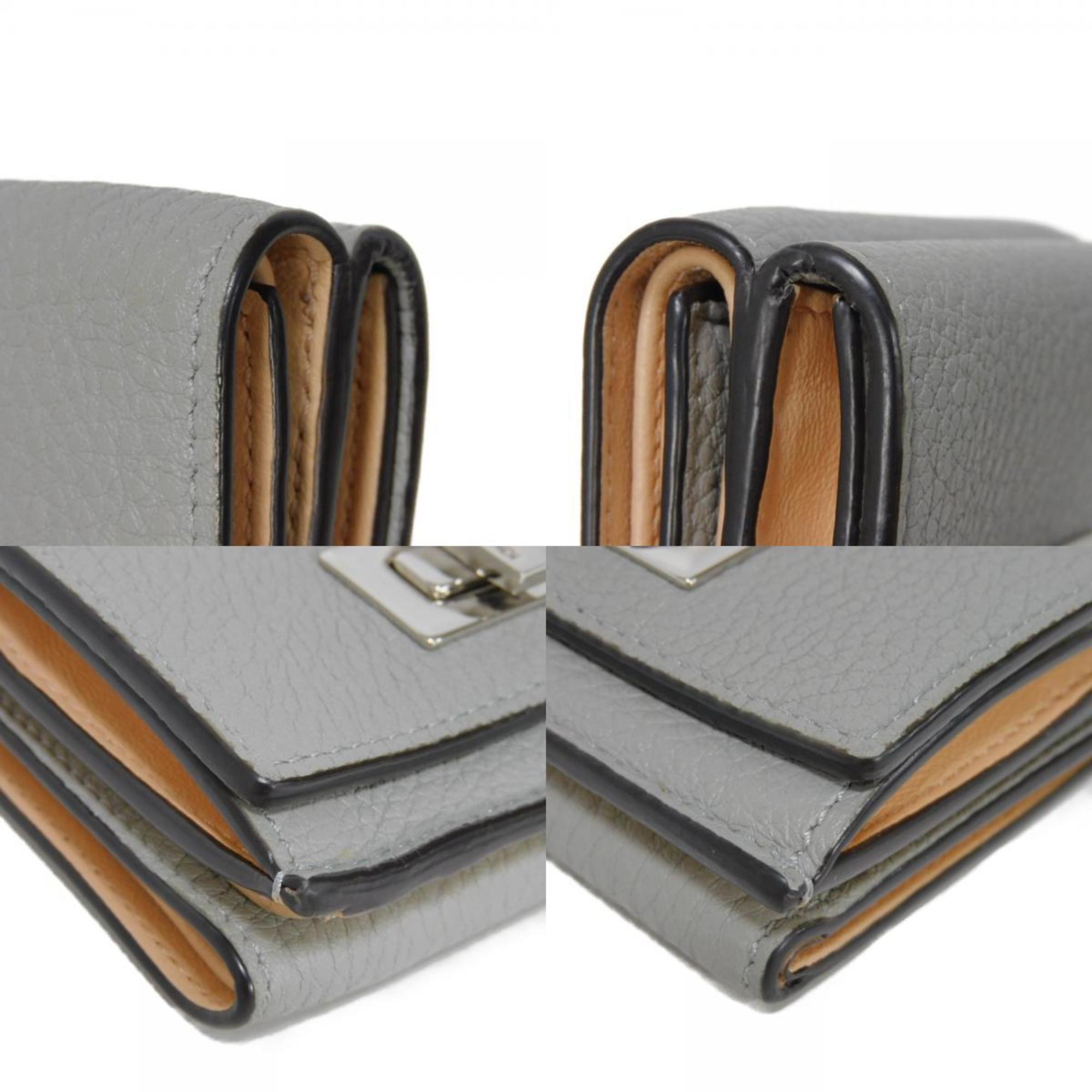 FENDI Tri-fold Wallet Peekaboo Micro Cuoio Roma Bicolor Selleria Ghiaccio 8M0426 A91B F1IR2 Women's Billfold