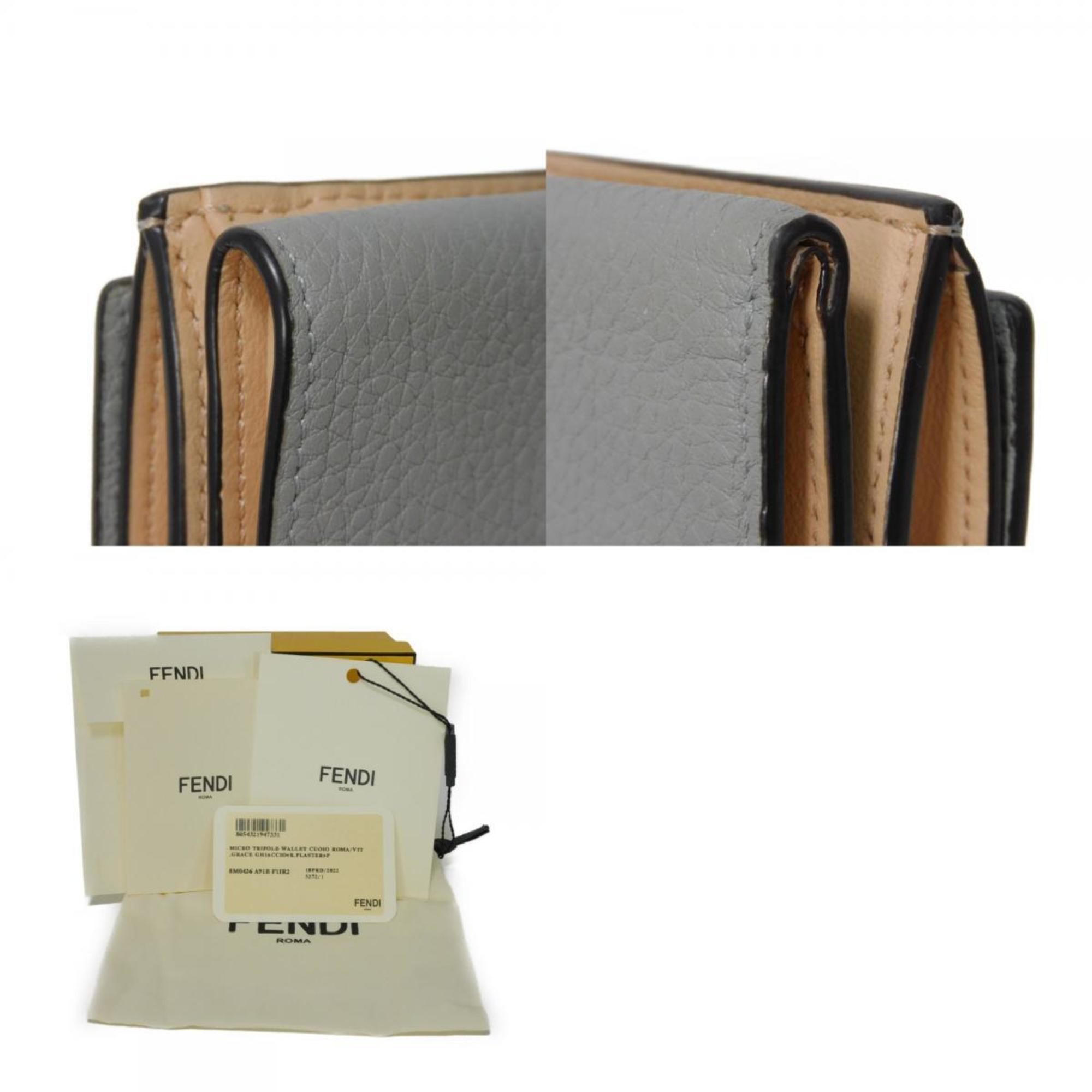 FENDI Tri-fold Wallet Peekaboo Micro Cuoio Roma Bicolor Selleria Ghiaccio 8M0426 A91B F1IR2 Women's Billfold