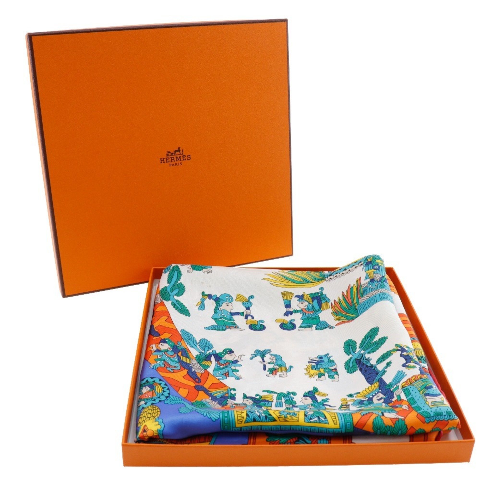 Hermes HERMES Carre 90 Scarf Muffler ASTRES et SOLEILS Celestial Bodies and Sun Silk Blue Carre90 Women's