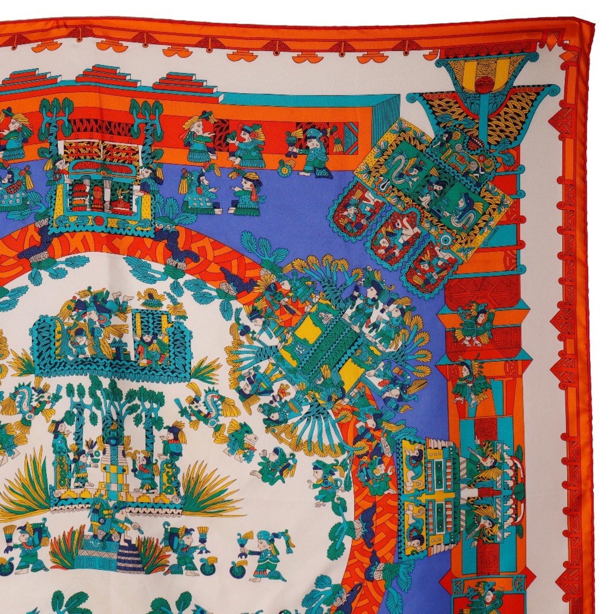 Hermes HERMES Carre 90 Scarf Muffler ASTRES et SOLEILS Celestial Bodies and Sun Silk Blue Carre90 Women's