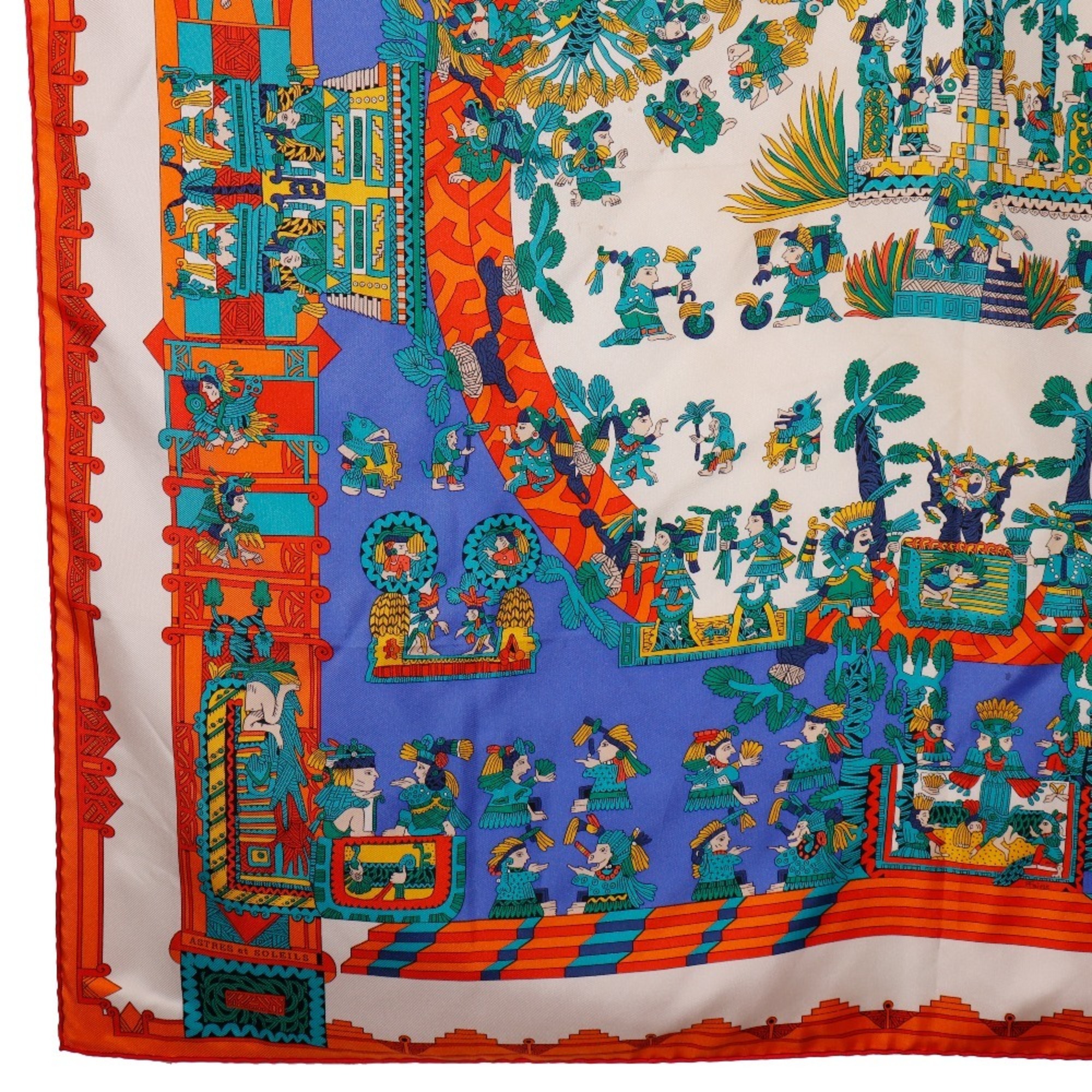 Hermes HERMES Carre 90 Scarf Muffler ASTRES et SOLEILS Celestial Bodies and Sun Silk Blue Carre90 Women's