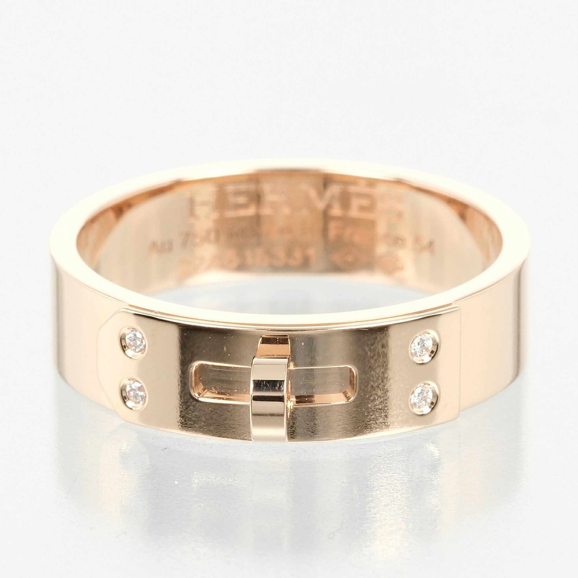 Hermes Kelly PM size 14 ring, K18PG pink gold, 4P diamonds, approx. 5.93g