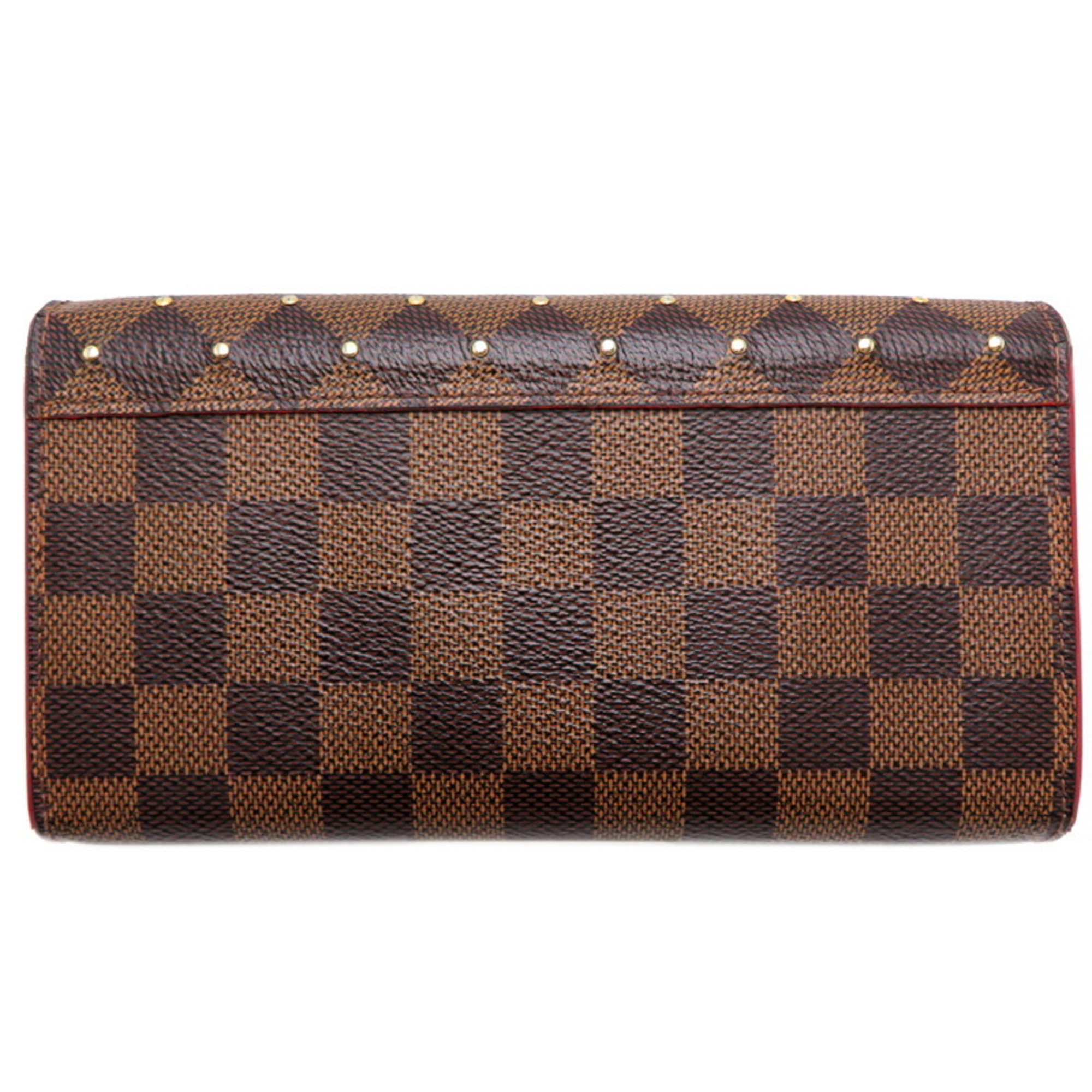 Louis Vuitton Portefeuille Sarah Studs Women's Long Wallet N60123 Damier Brown