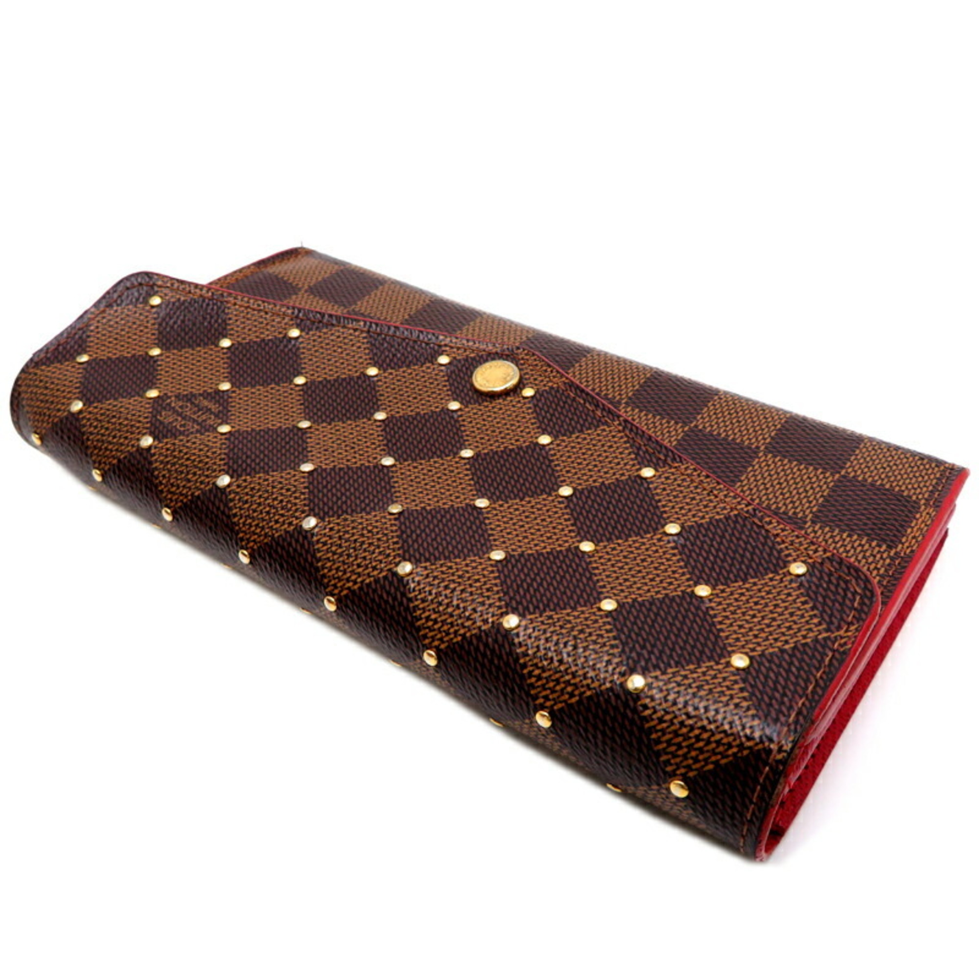 Louis Vuitton Portefeuille Sarah Studs Women's Long Wallet N60123 Damier Brown