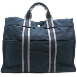 Hermes Foul Tote MM Women's and Men's Bag Cotton Black