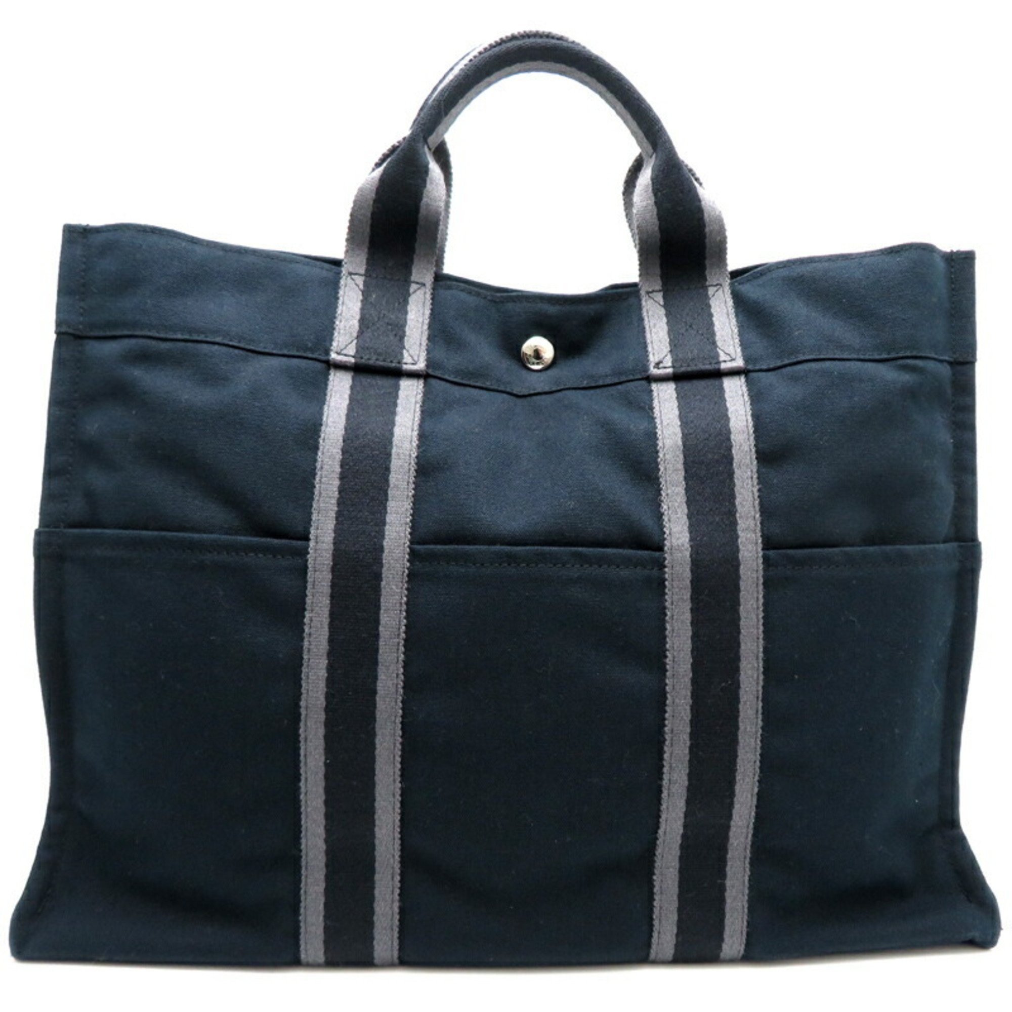 Hermes Foul Tote MM Women's and Men's Bag Cotton Black