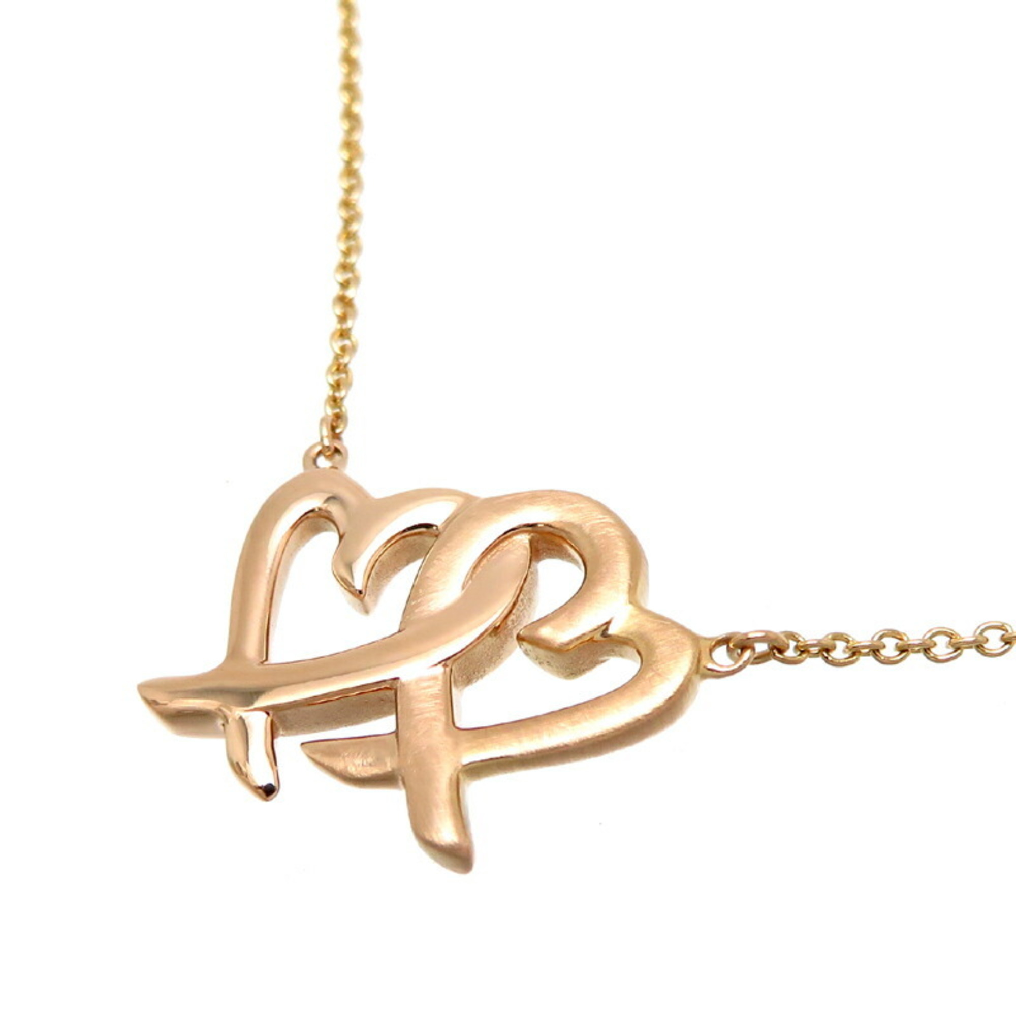 Tiffany Paloma Picasso Double Loving Heart Women's Necklace 750 Pink Gold