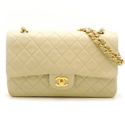 Chanel Matelasse 25 Double Chain Women's Shoulder Bag A01112 Lambskin Beige