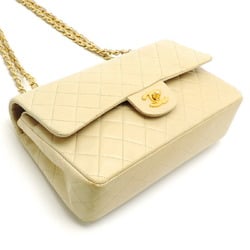 Chanel Matelasse 25 Double Chain Women's Shoulder Bag A01112 Lambskin Beige