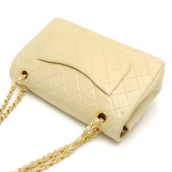 Chanel Matelasse 25 Double Chain Women's Shoulder Bag A01112 Lambskin Beige