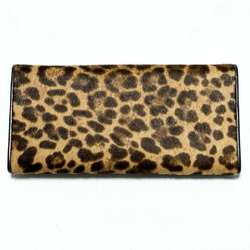 PRADA Women's Wallet Long Leopard Print Pony Leather