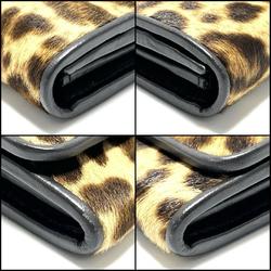 PRADA Women's Wallet Long Leopard Print Pony Leather