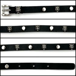 GUCCI Women's Bracelet Choker Tiger Head Black Leather