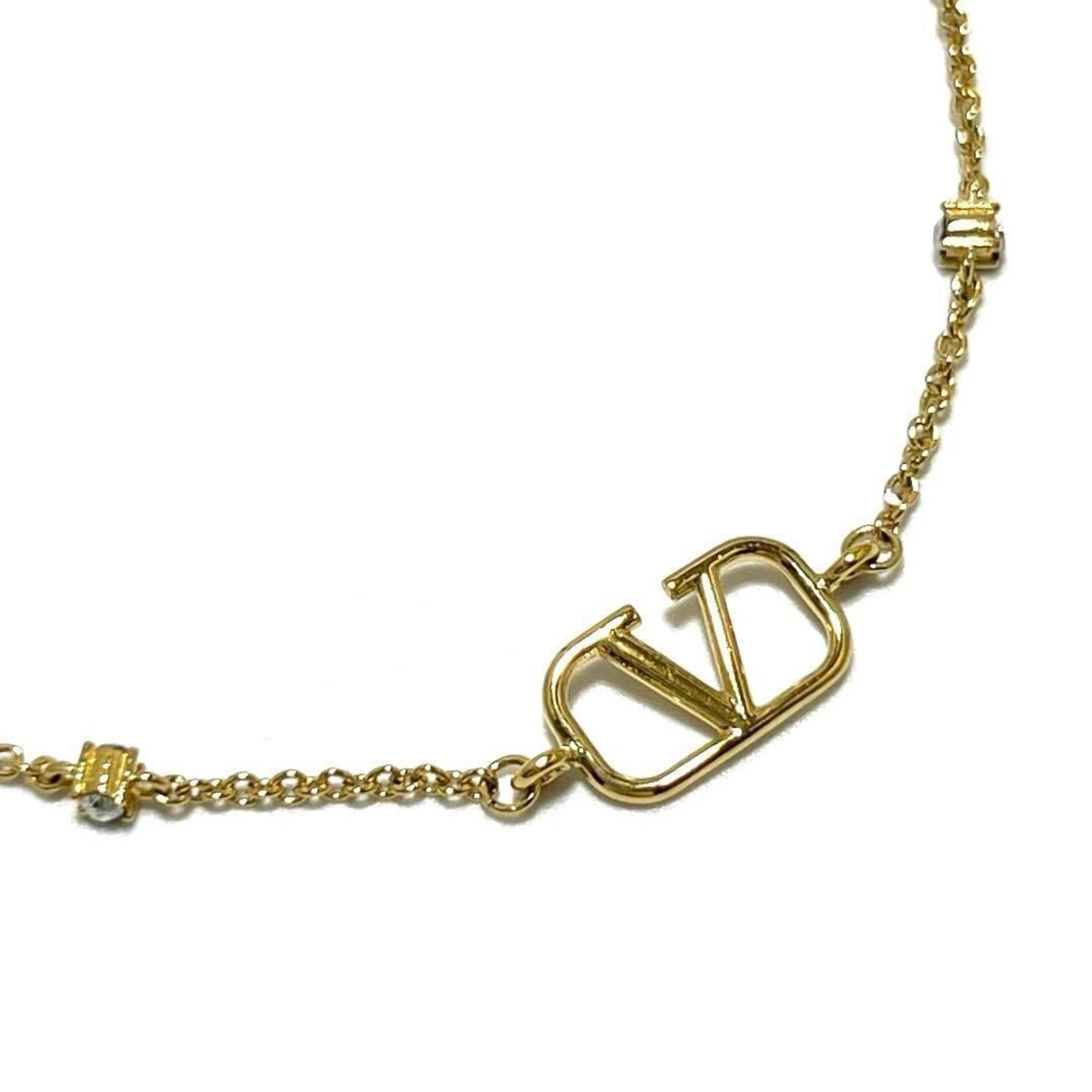 Valentino VALENTINO GARAVANI Women's Mini V Logo Signature Metal and Swarovski Crystal Necklace Pendant