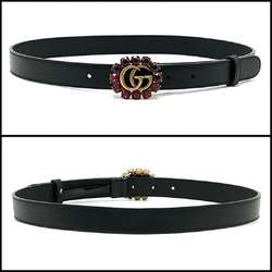 GUCCI Women's Belt GG Crystal Double G Leather
