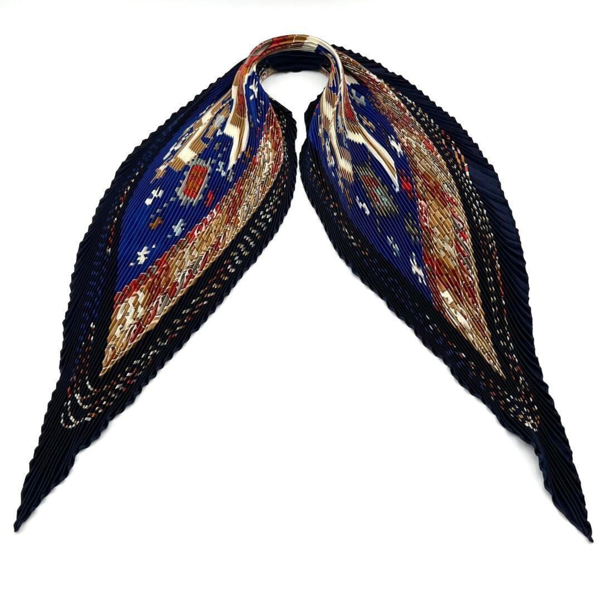 Hermes Women's Scarf Bandana Carré 90 Silk Navy