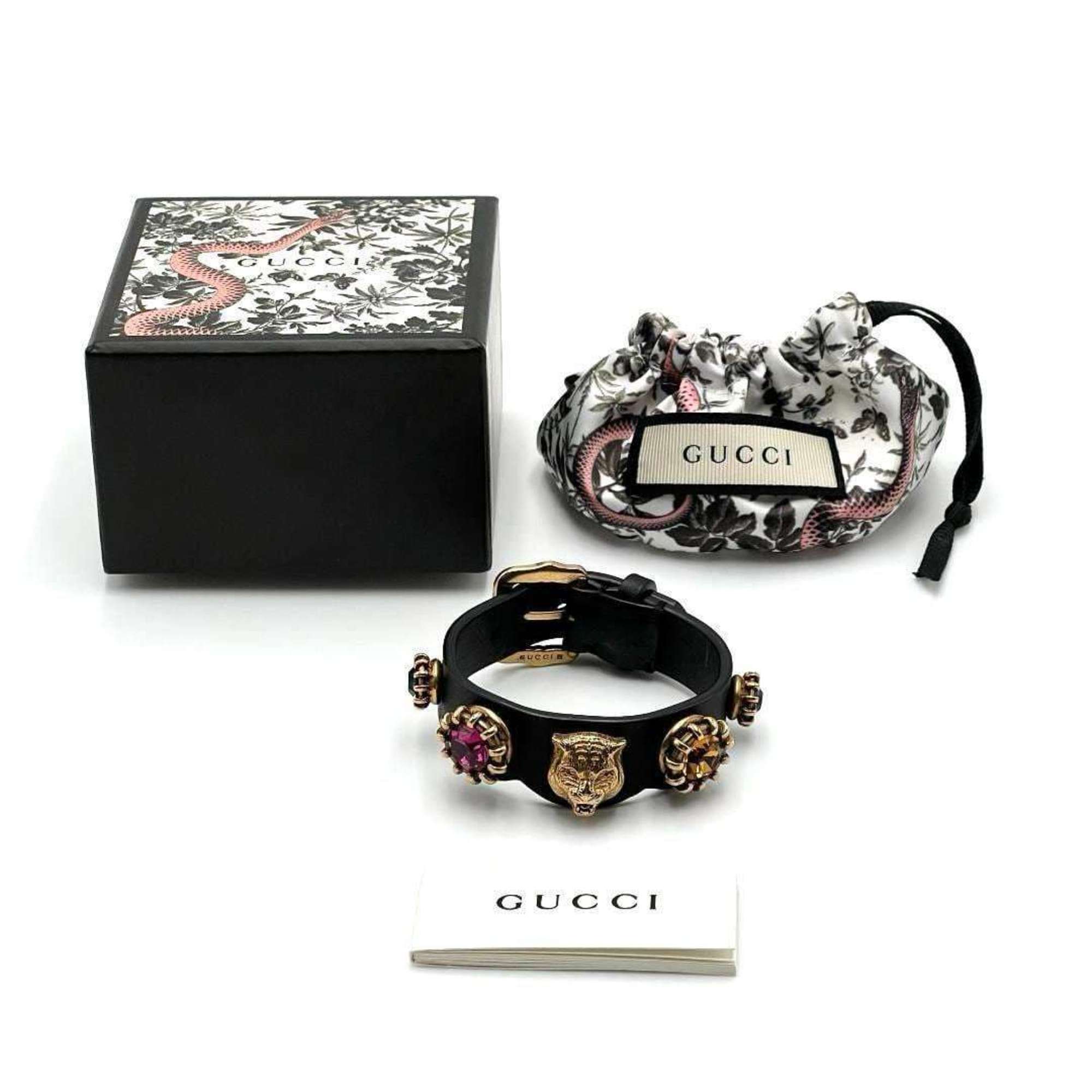 GUCCI Women's Bracelet Bangle Leather Cat Head