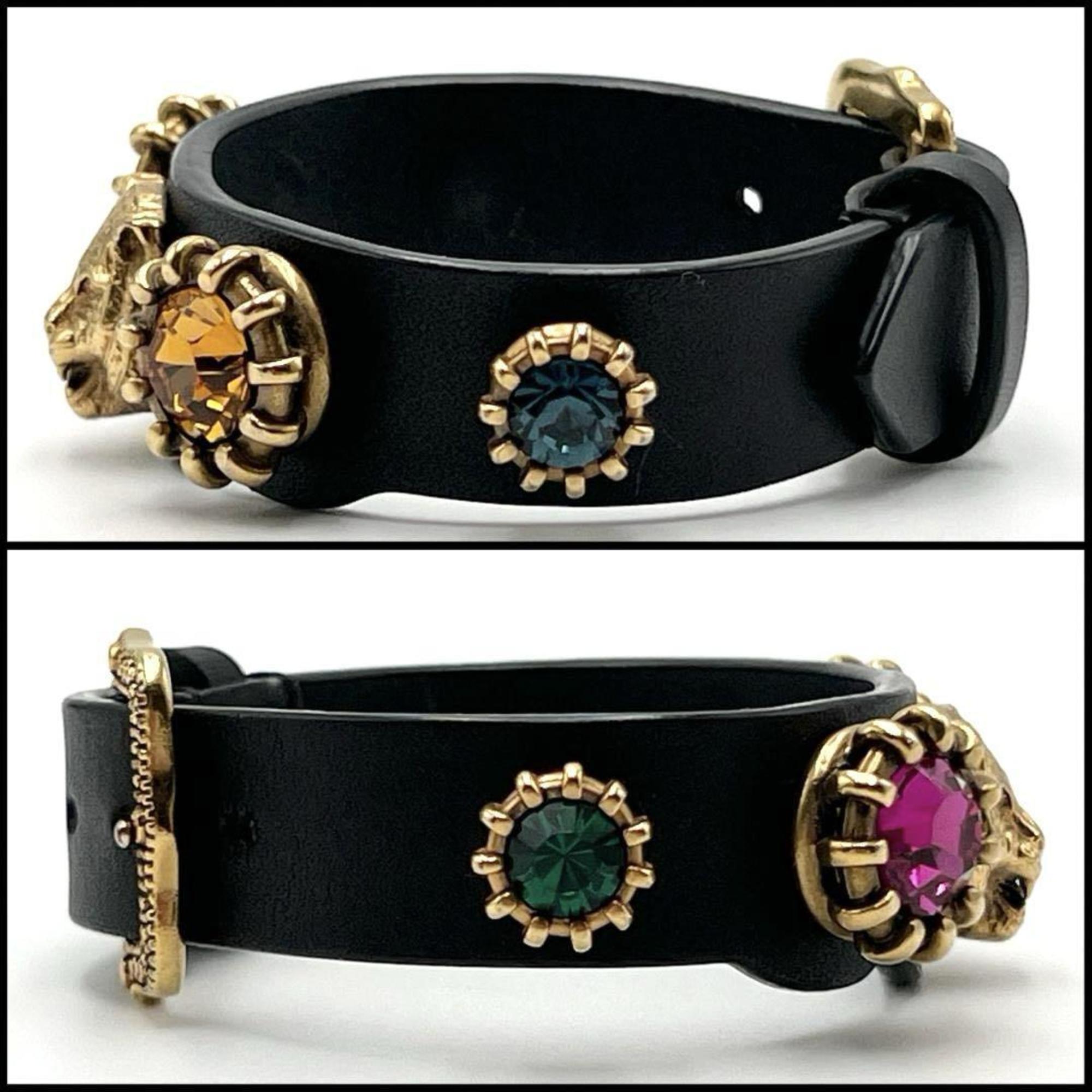 GUCCI Women's Bracelet Bangle Leather Cat Head