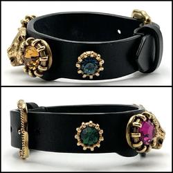 GUCCI Women's Bracelet Bangle Leather Cat Head