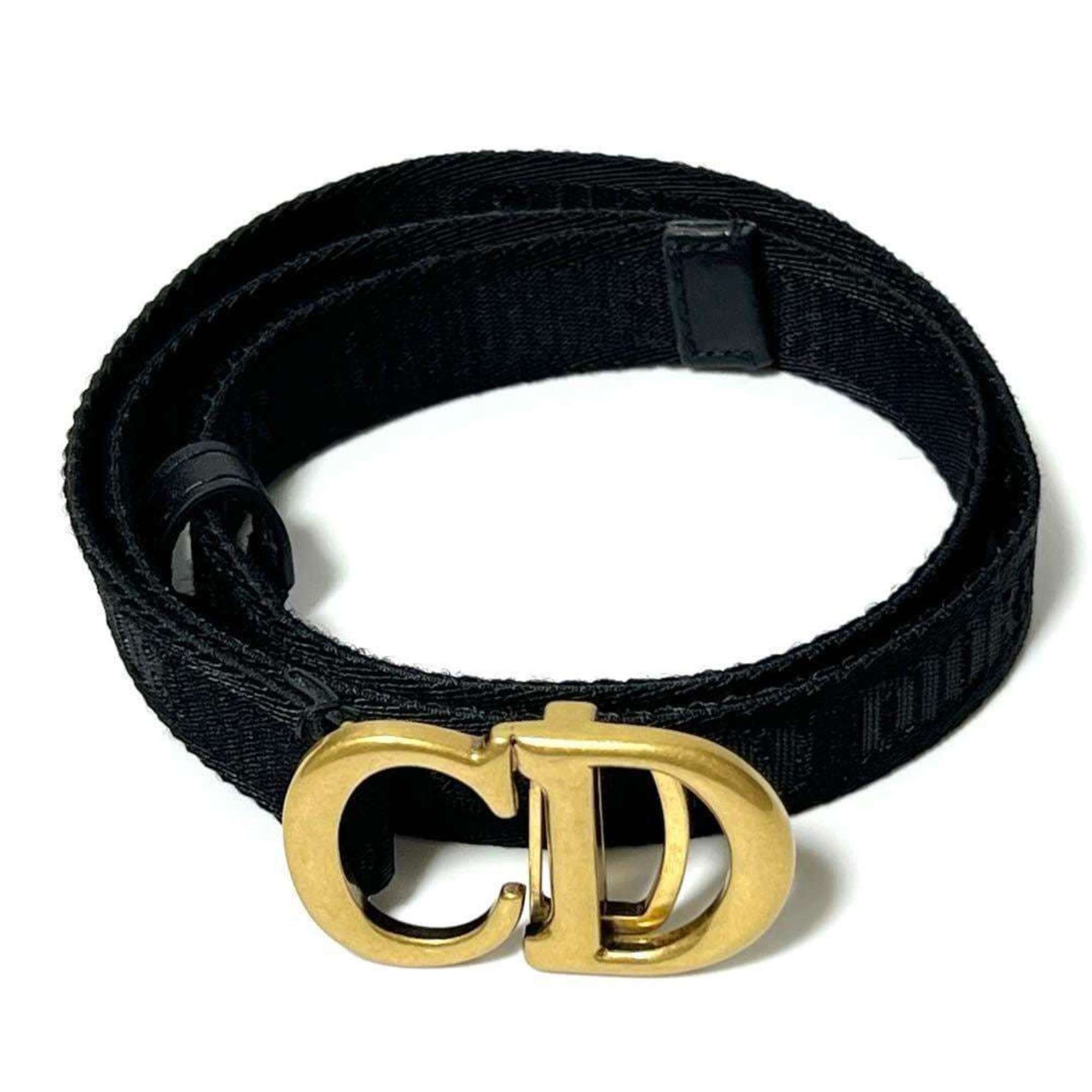 Christian Dior Dior Women's Saddle Belt, Black, Jacquard