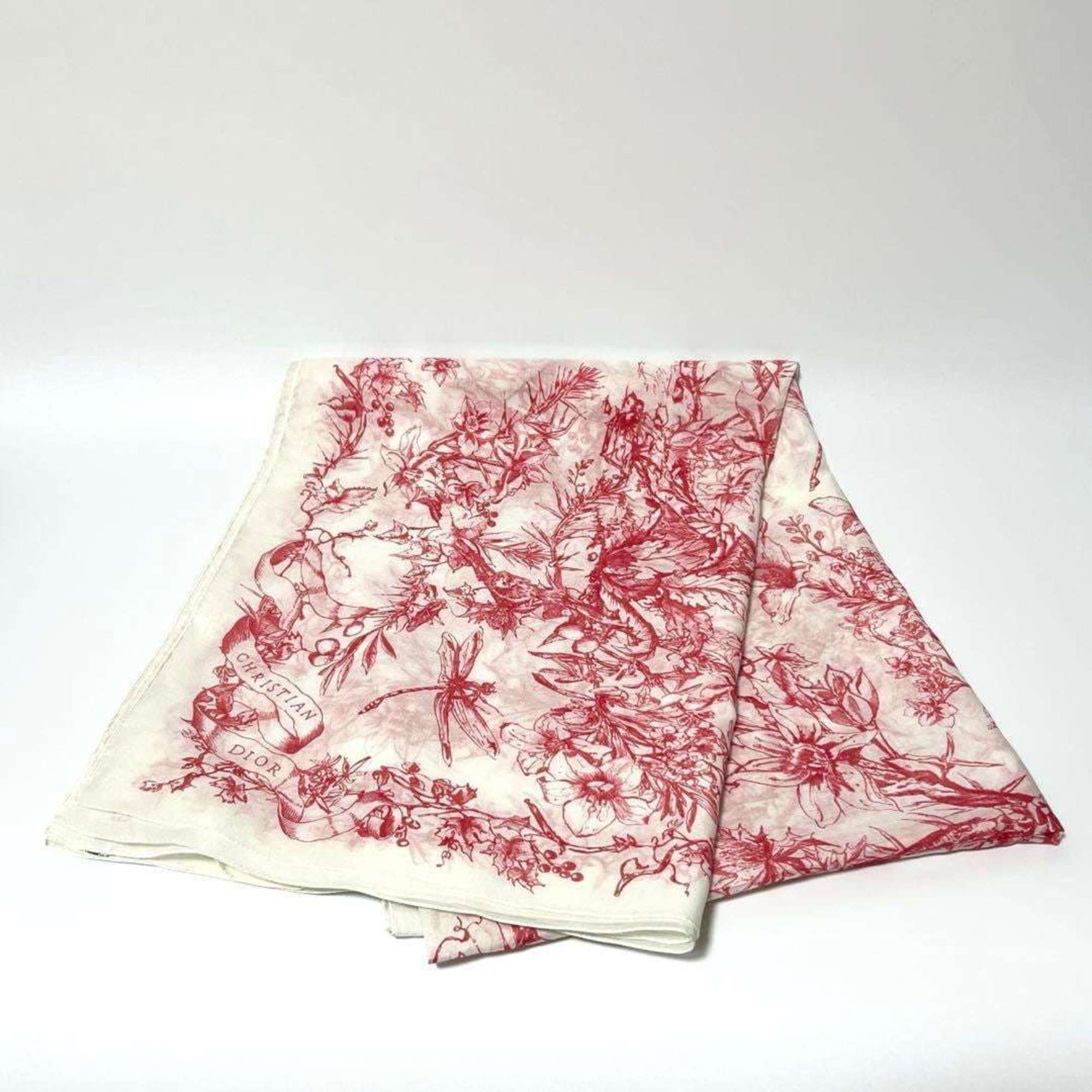 Christian Dior Toile de Jouy Stole Shawl Scarf Cotton