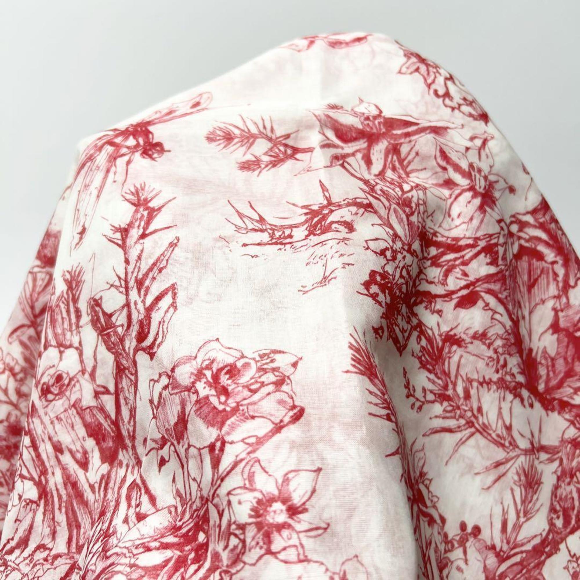 Christian Dior Toile de Jouy Stole Shawl Scarf Cotton