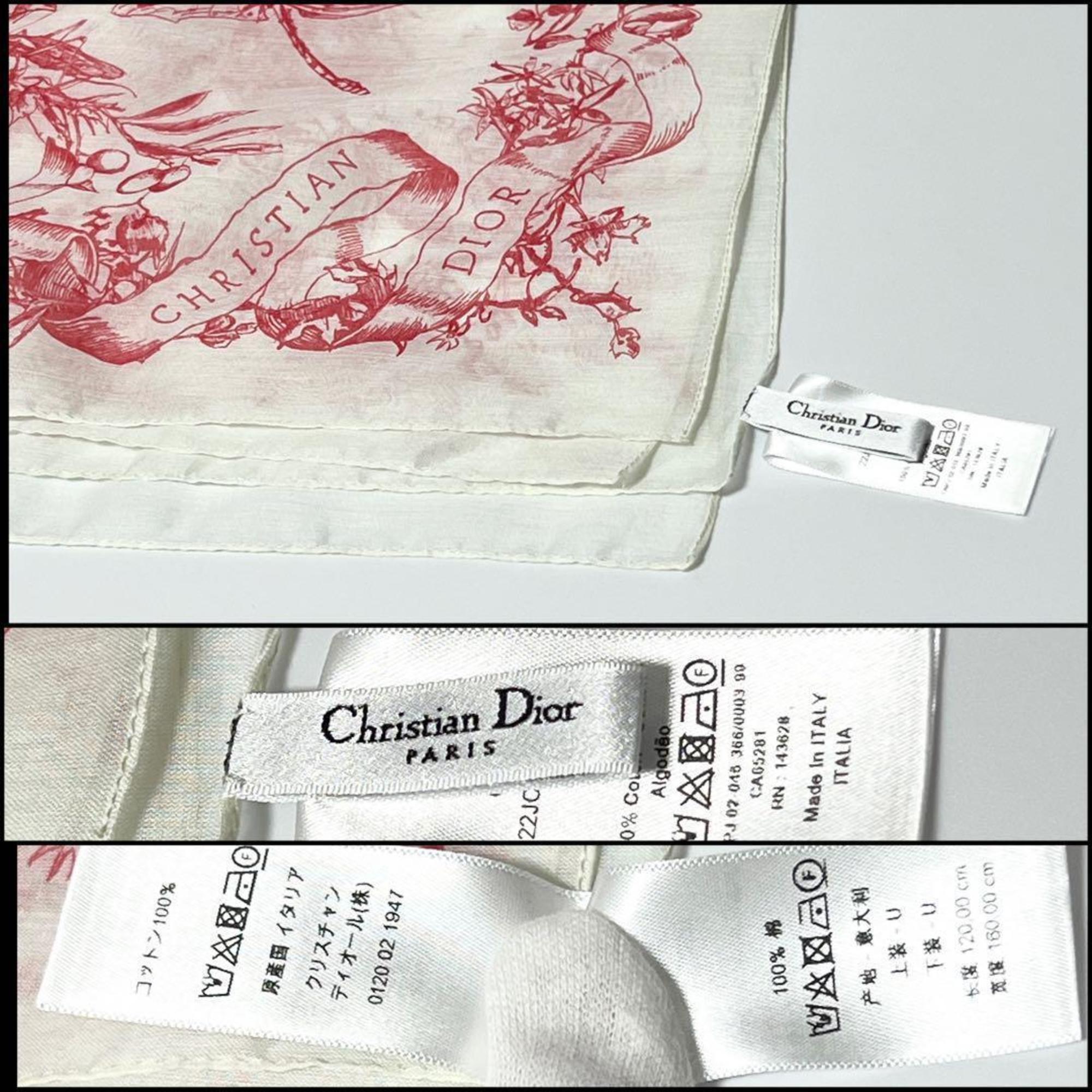 Christian Dior Toile de Jouy Stole Shawl Scarf Cotton