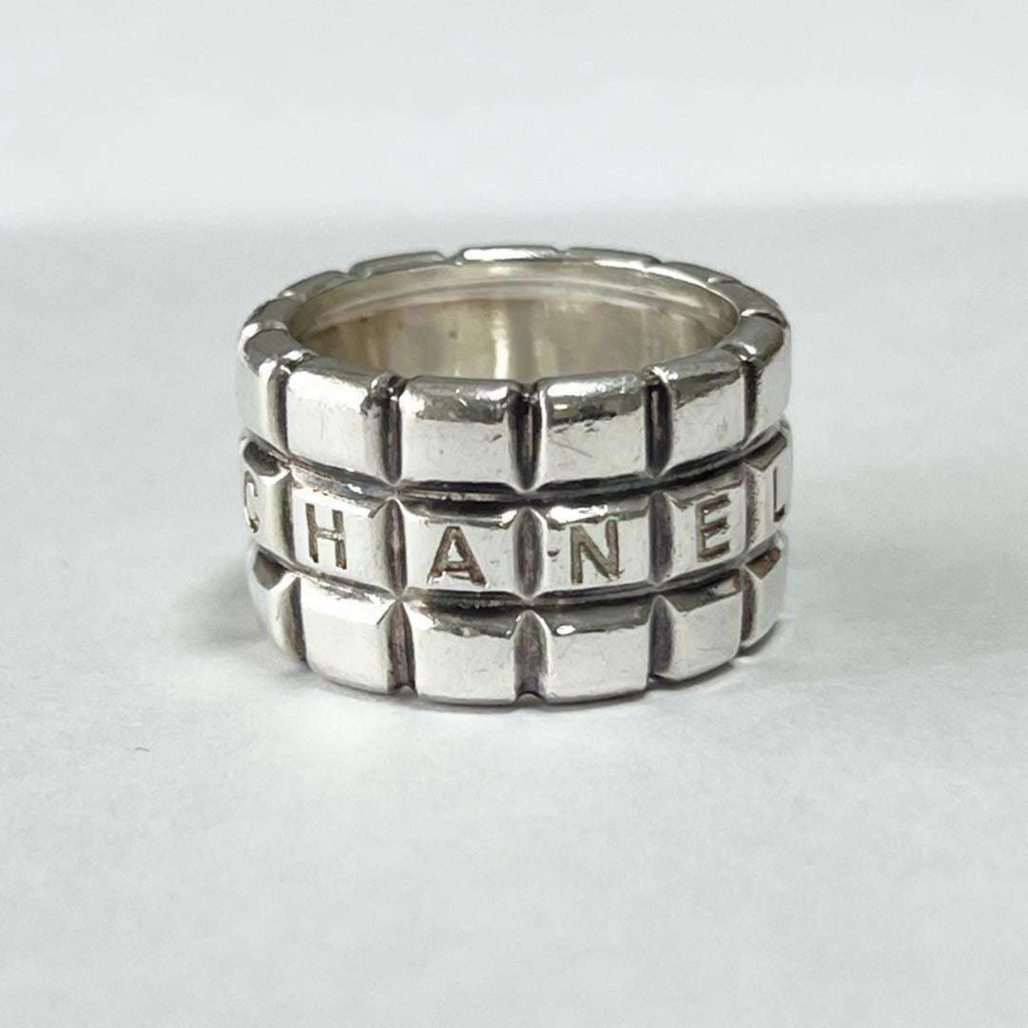 CHANEL Ring, Chocolate Bar, Silver, Women's, Silver 925