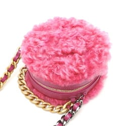 Chanel 19 Round Chain Women's Shoulder Bag AP0945 Mouton Pink