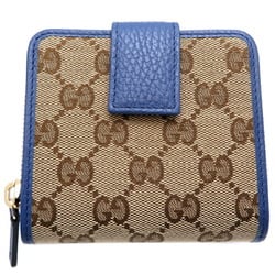 Gucci Outlet Round Women's Bi-fold Wallet 346050 GG Canvas Blue