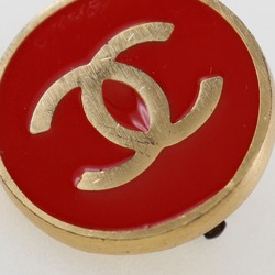 CHANEL Earrings, Gold Plated, Red, Approx. 8.5g, Women's