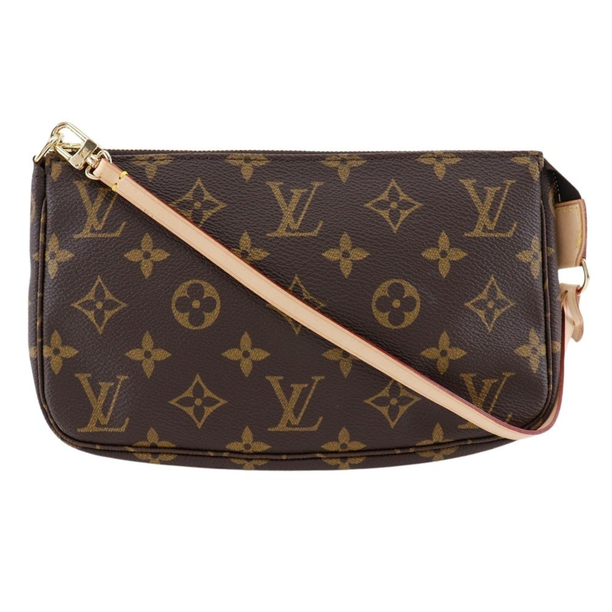 Louis Vuitton LOUIS VUITTON Pochette Accessoires Pouch with Shoulder Strap M51980 Monogram Canvas 1998 Brown VI1918 Women's