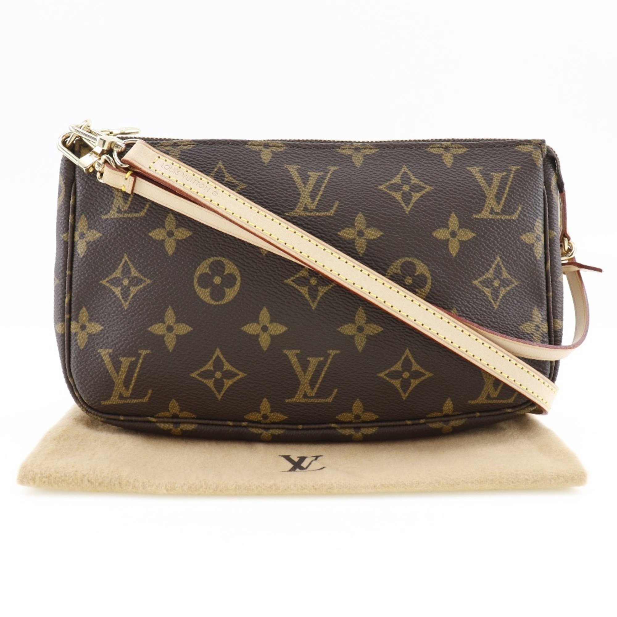 Louis Vuitton LOUIS VUITTON Pochette Accessoires Pouch with Shoulder Strap M51980 Monogram Canvas 1998 Brown VI1918 Women's