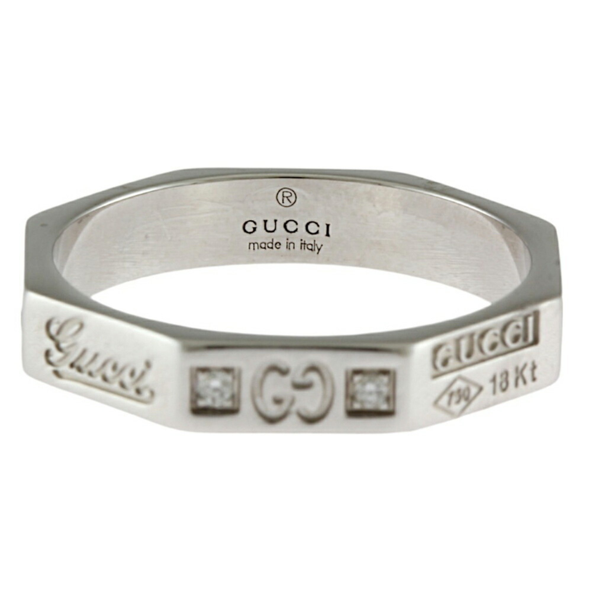 Gucci Octagonal Diamond Ring, Size 12.5, 18K Gold, Diamond, Women's, GUCCI