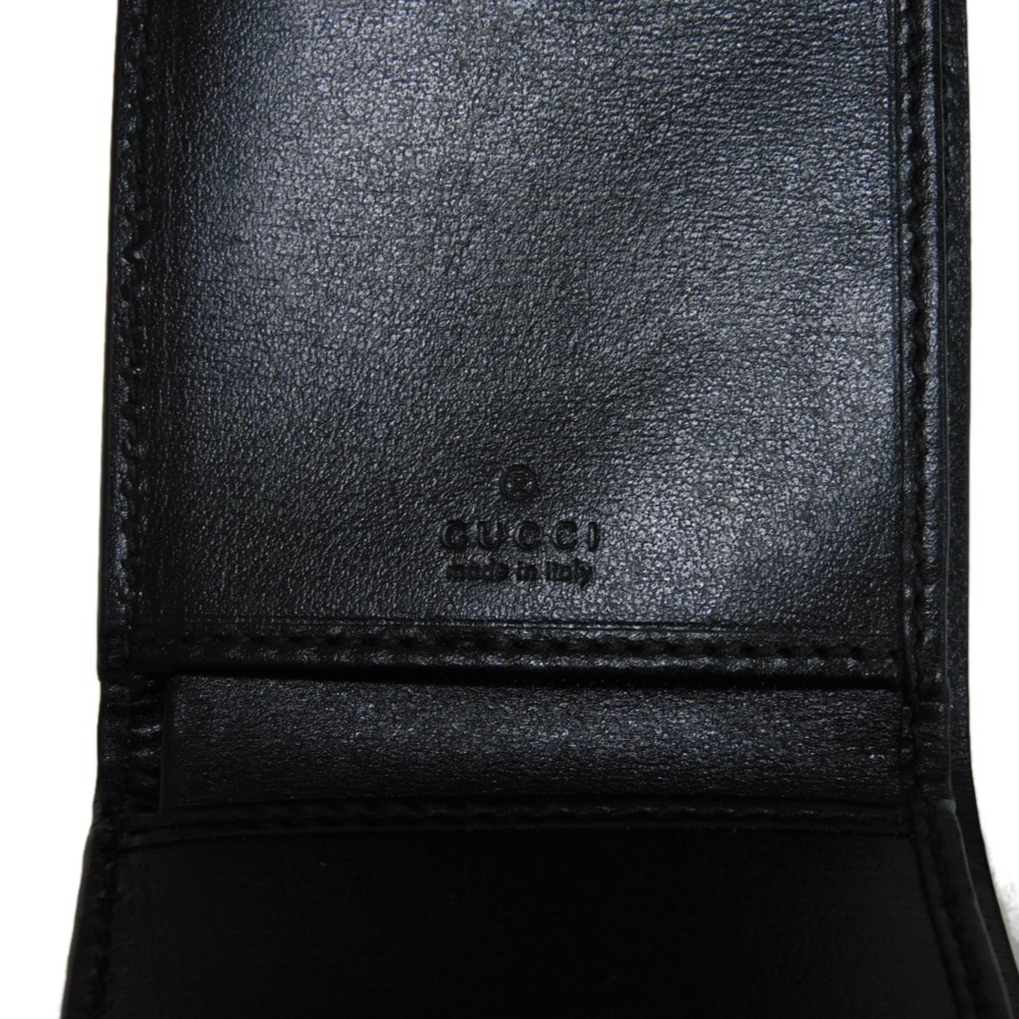 GUCCI Horsebit 1955 Bi-fold Wallet with Strap for Foreign Bills Shoulder Card Case Black 658617 0YK0G 1000 Men's Women's Bill Holder