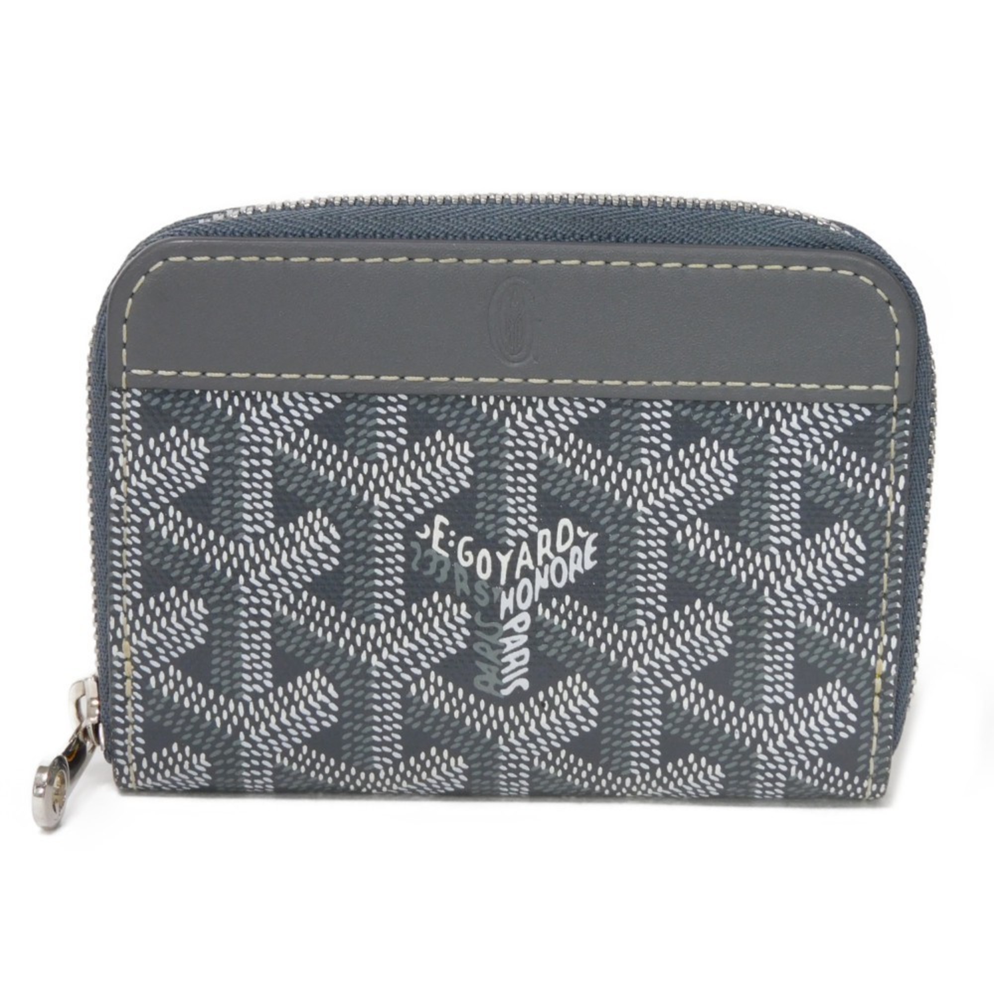 GOYARD Coin Case Matignon Purse Zip Round Card Current Herringbone Grey Men's