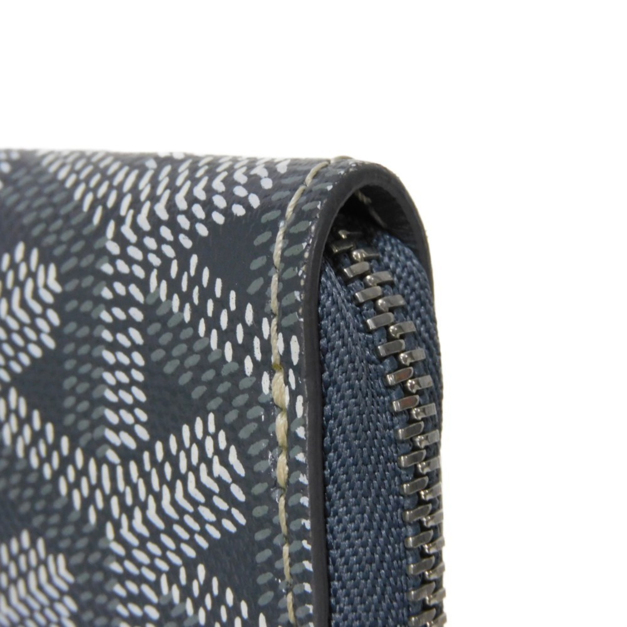 GOYARD Coin Case Matignon Purse Zip Round Card Current Herringbone Grey Men's