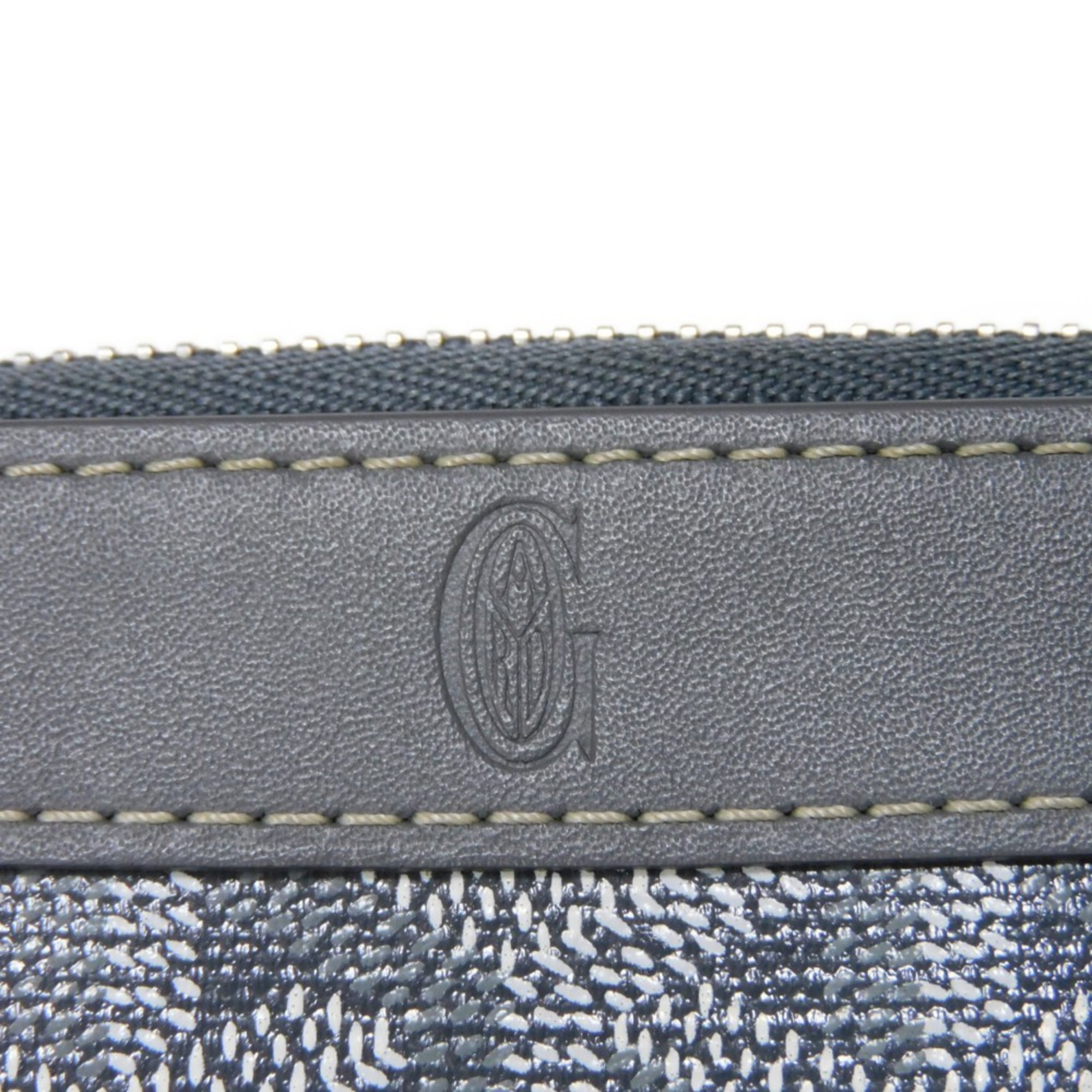 GOYARD Coin Case Matignon Purse Zip Round Card Current Herringbone Grey Men's