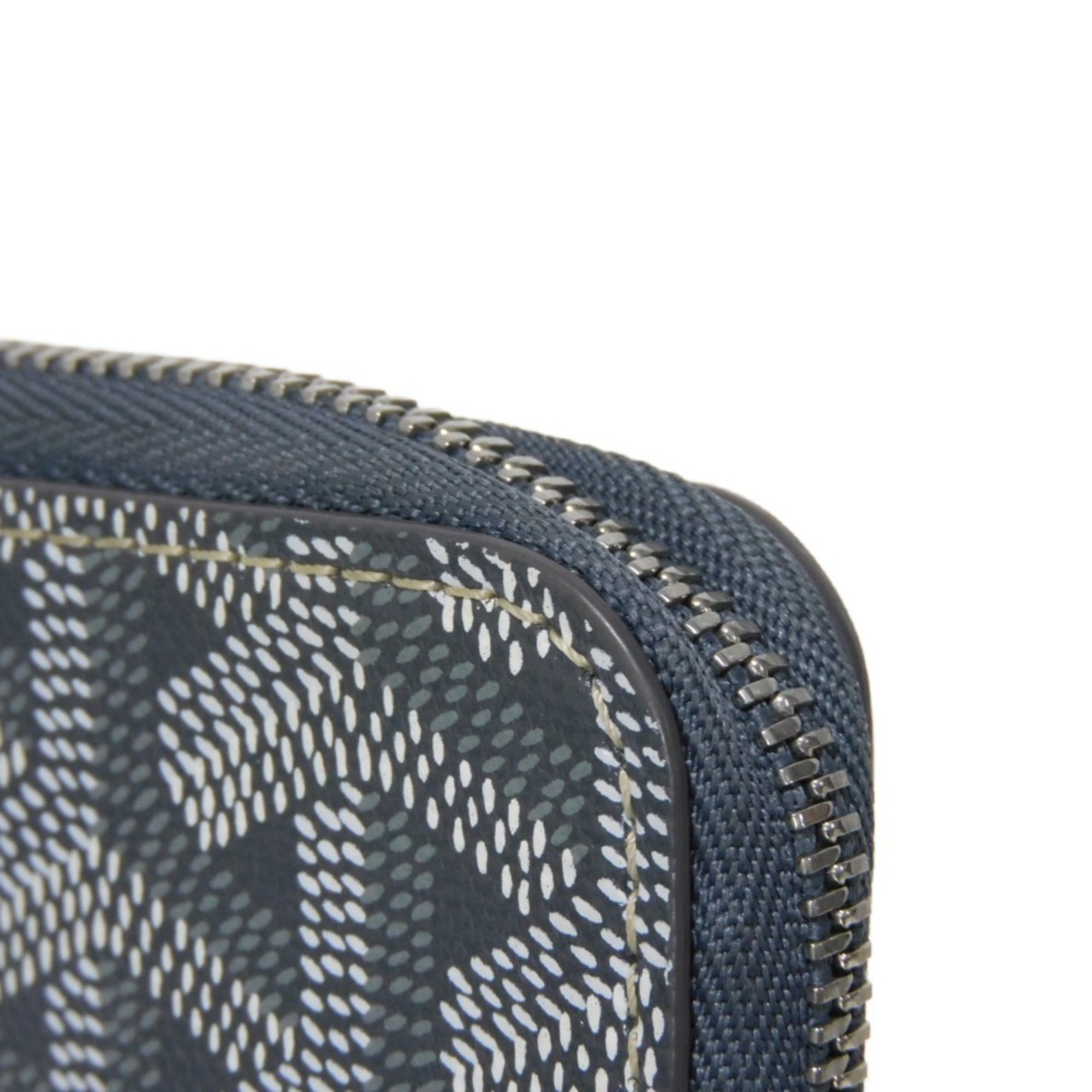 GOYARD Coin Case Matignon Purse Zip Round Card Current Herringbone Grey Men's