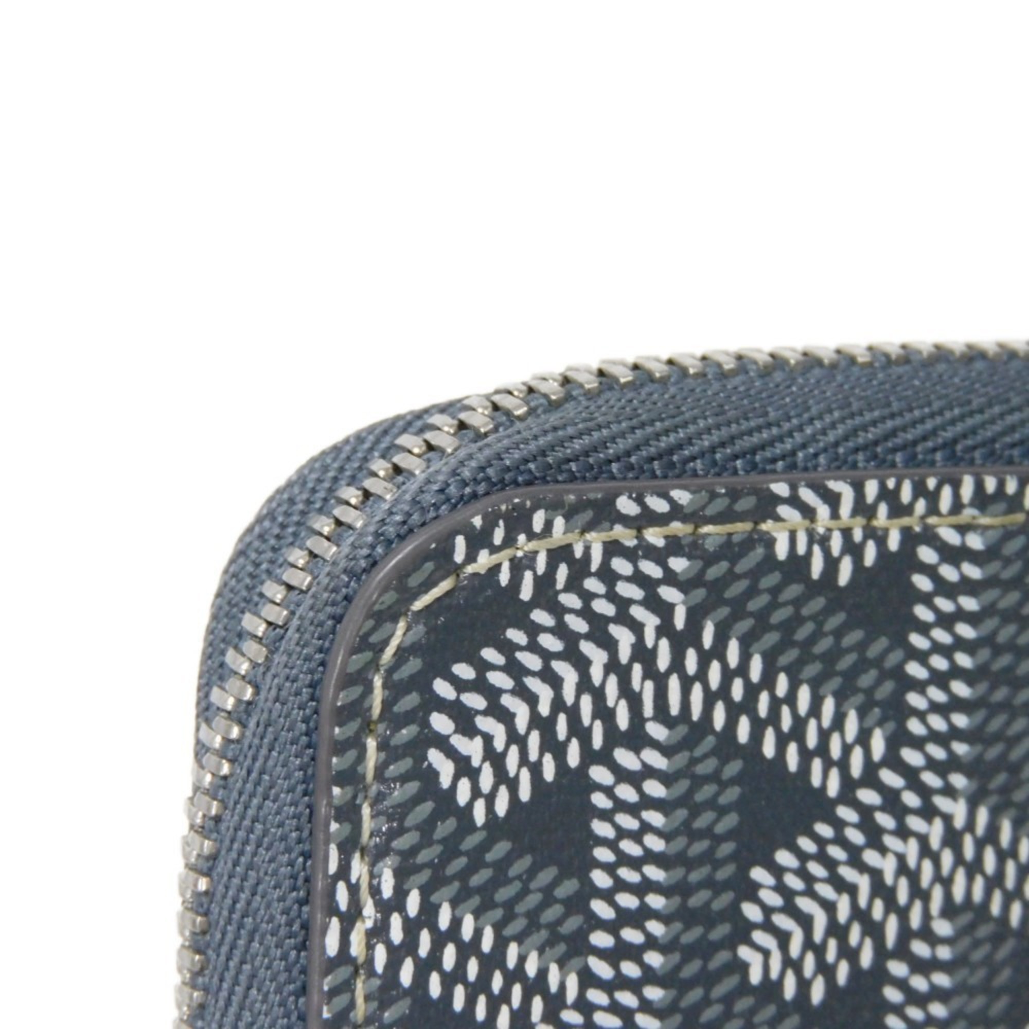 GOYARD Coin Case Matignon Purse Zip Round Card Current Herringbone Grey Men's