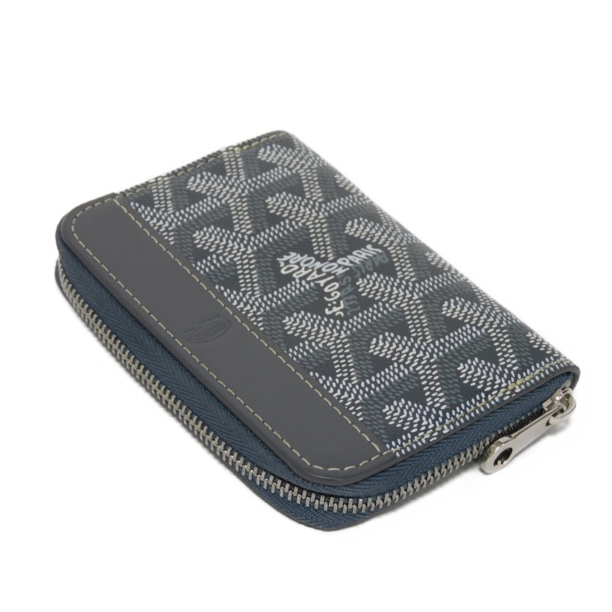 GOYARD Coin Case Matignon Purse Zip Round Card Current Herringbone Grey Men's