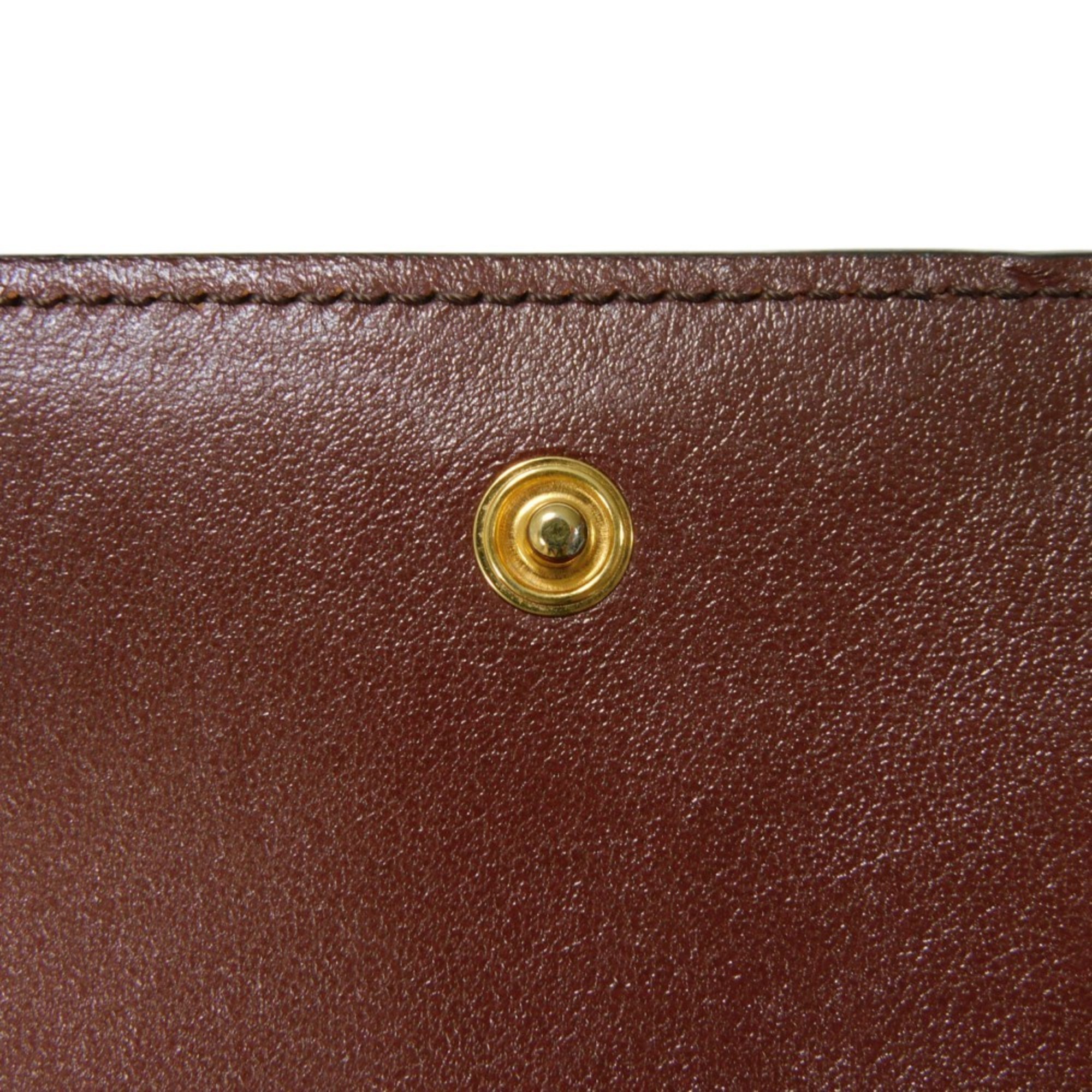 Chloé Chloe Long Wallet Alphabet Flap Charm Smooth Calf Badge Dark Brown Women's Bill Compartment