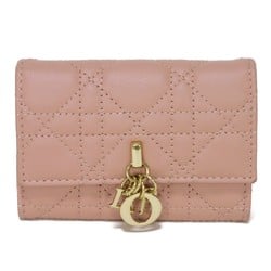 Christian Dior Dior Bi-fold Wallet Glycine Charm Coin Case Card Current Cannage Pink S0966ONMJ_M77P Women's Billfold