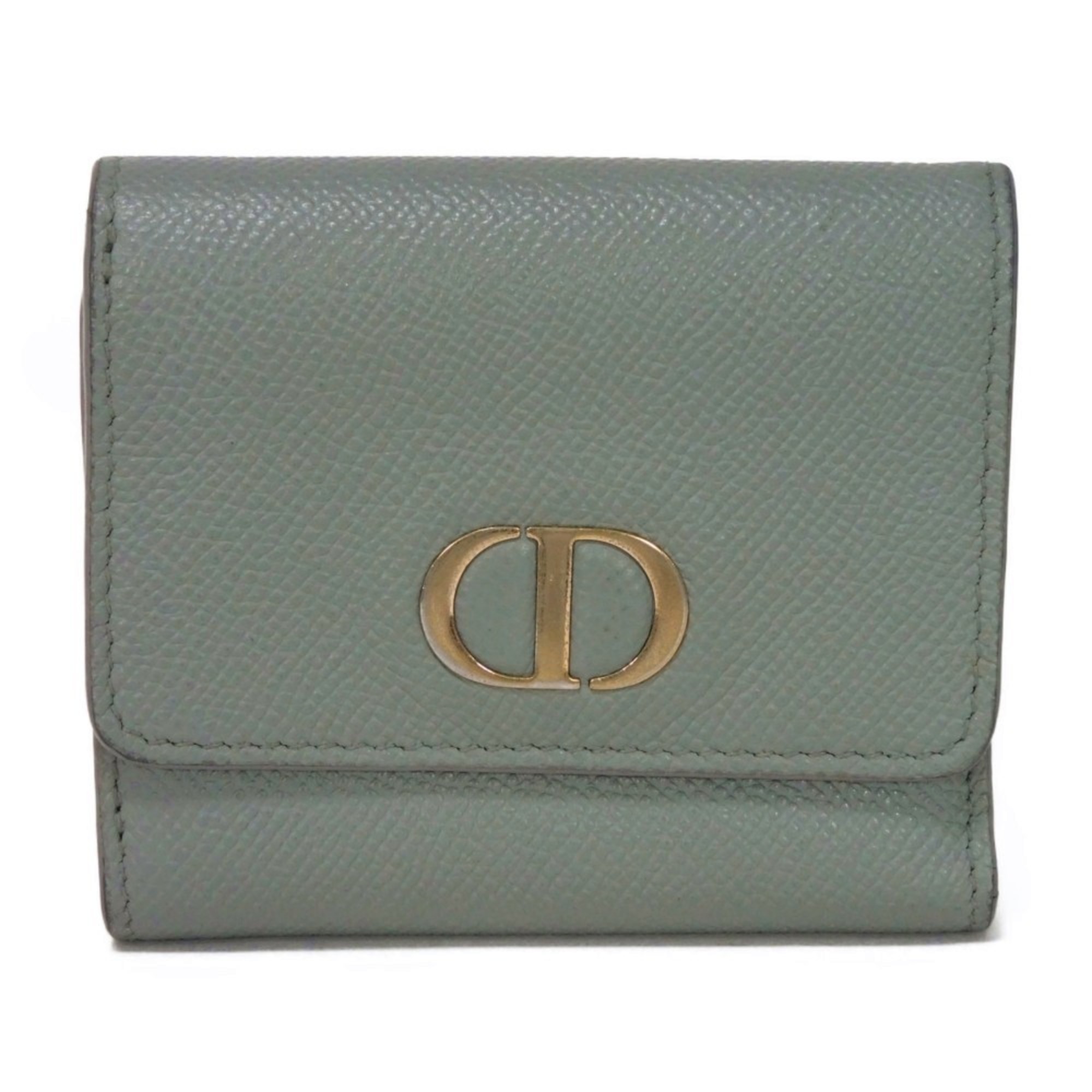 Christian Dior Dior Tri-fold Wallet 30 Montaigne Lotus Calfskin Compact Current CD Stone Gray S2057OBAE_M41G Women's Billfold